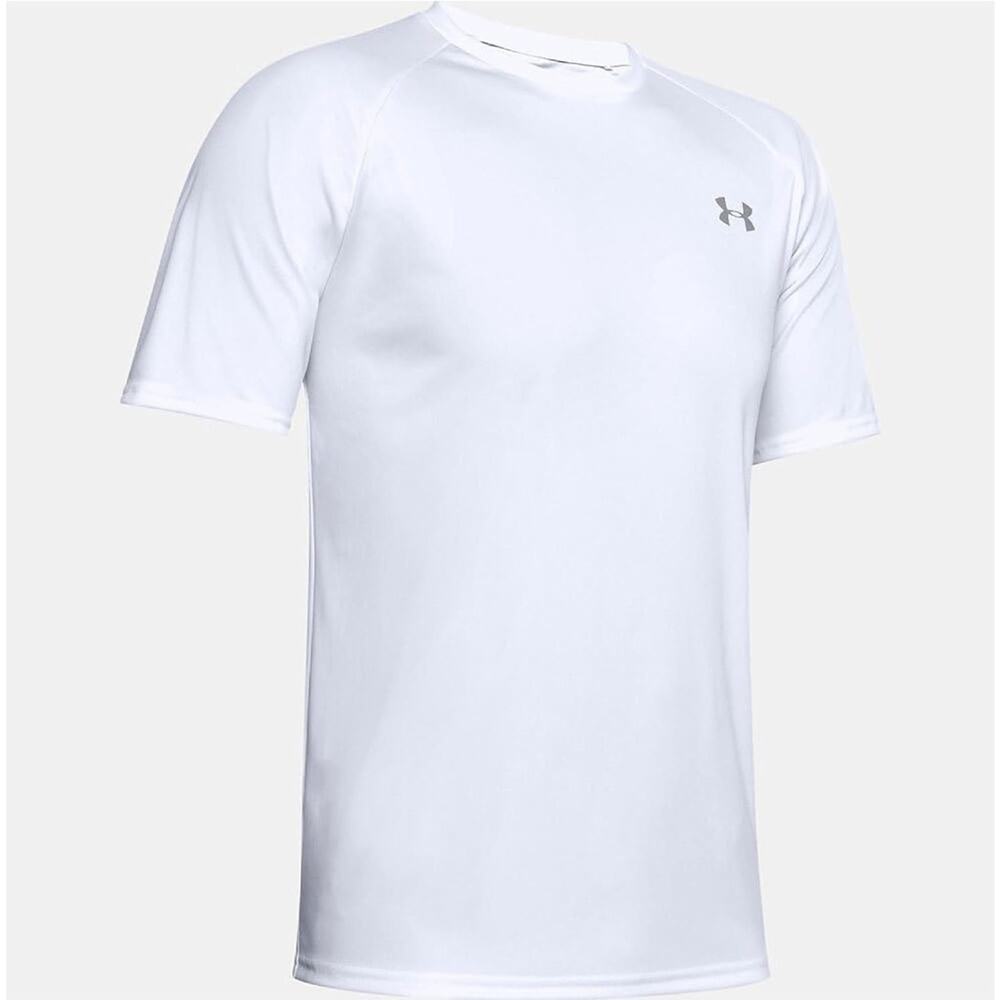 Under Armour Men's Velocity 2.0 Short Sleeve T Shirt, White/ Steel, Size Small